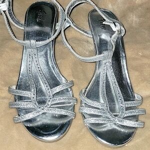 Sparkly silver heels